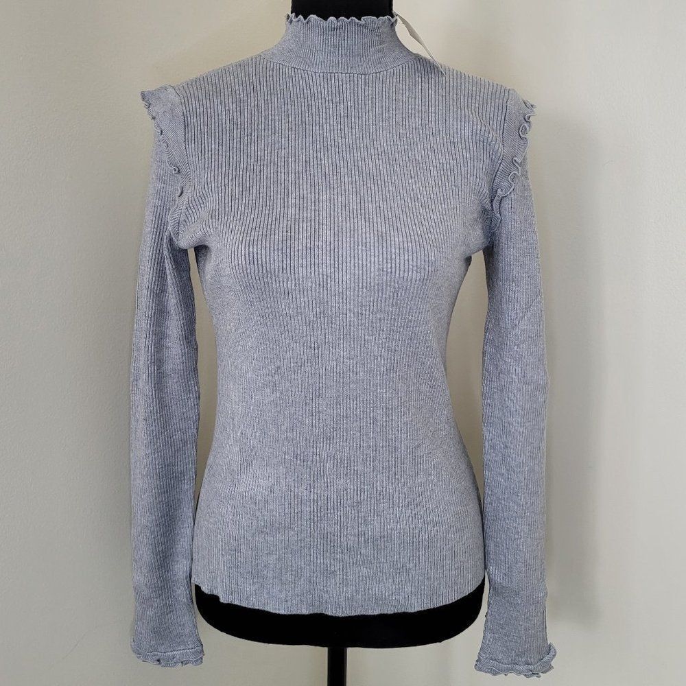 Hooked Up by IOT Juniors' Lettuce-Edge Ribbed-Knit Sweater